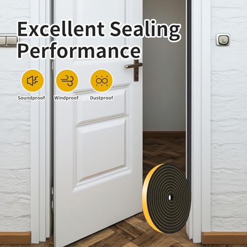 Weather Stripping Door Seal,High Density CR,1/2 in x 1/4 in x 13Ft - color: Black, size: 1/2 in x 1/4 in x 13 ft