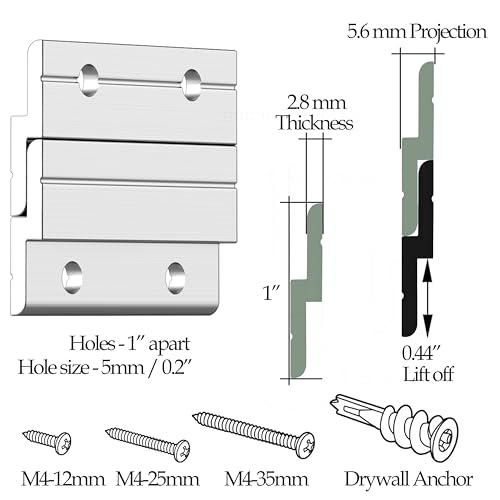 Z Clips 4" 3 Pack - French Cleat Picture Hanger Heavy Duty - Wall Mirror Mounting Bracket - Flush Mount Hanging Kit for Shelf, Painting, Frames, Cabinet, Soundbar, Whiteboard or Headboard - 50 lb - size: 4" 3 Pairs, style: Thick