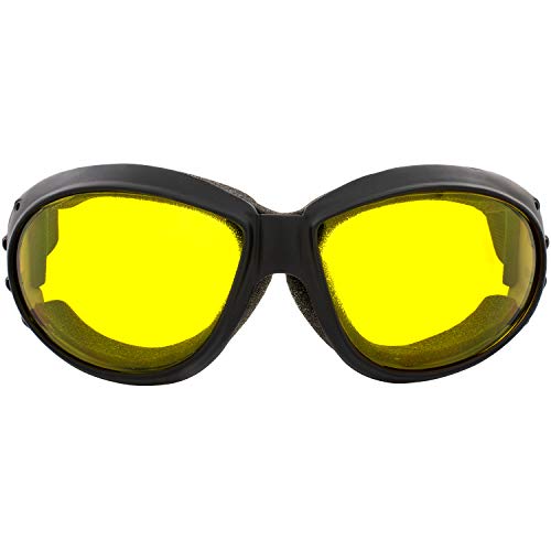Global Vision Eliminator Dirt Bike Padded Motorcycle Riding Goggles for Men and Women (Black Frame/Smoke Lens) - color: Black Frame/Yellow Lens