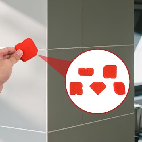 Tinoaly 10pcs Caulking Tool Kit, Silicone Reusable Sealant Grout Finishing Tool Set Portable Sealant Scraper Suitable for Kitchen Bathroom Floor Sink (Red) - color: Red