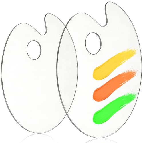 2Pcs Acrylic Clear Paint Palette with Thumb Hole,11.8 x 7.9+9.8 x 5.9In - color: Clear-2pcs-11.8*7.9+9.8*5.9inch