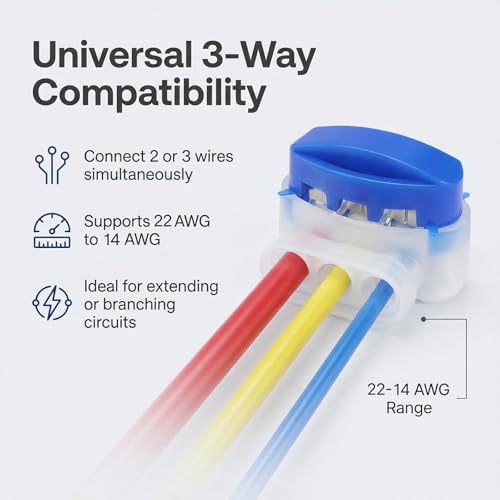 GWHOLE 20pcs 3-Way Waterproof Wire Connectors for 22-14AWG Cables - color: 20PCS