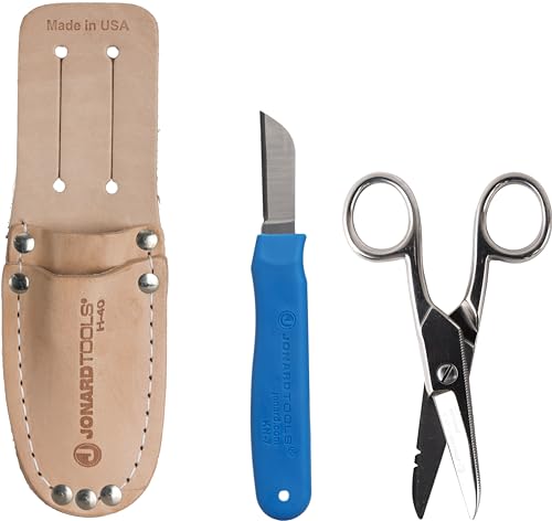 Jonard Tools TK-400 3 Piece Splicers Kit with included Splicing Knife, Electrician's Scissors, and Leather Pouch - style: 3 Piece Splicer's Kit