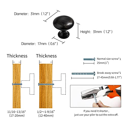 Kitchen Cabinet Knobs Oil Rubbed Bronze Drawer Knobs Dresser Handles Modern Cabinet Pulls Single Hole Knobs for Cabinets and Drawers,10 Pack - color: Oil Rubbed Bronze, size: 10 Pack (Single Hole Knob)