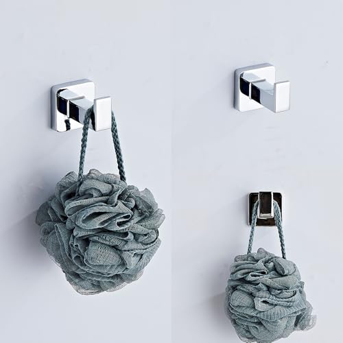 Chrome Bathroom Hardware Set 4 Pieces,Towel Bar Set Stainless Steel Wall Mounted, Includes 16In Hand Towel Bar, Towel Ring, Robe Towel Hooks,Toilet Paper Holder, Bathroom Towel Rack Set - color: Chrome-4pcs, size: 16Inch