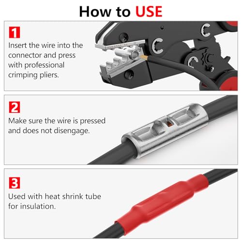 BAALA 150 PCS Non Insulated Butt Connectors Kit,26-8 Gauge Butt Splice Connector Crimp Barrel Splice Connectors, Tinned Copper Marine Grade Seamless Uninsulated Butt Terminals - color: Tinned Copper