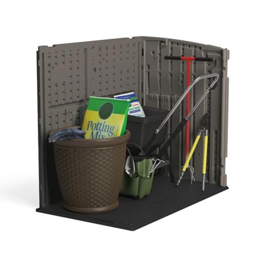 Suncast 34 Cu Ft Horizontal Storage Shed, Resin, Lockable, Stoney Black