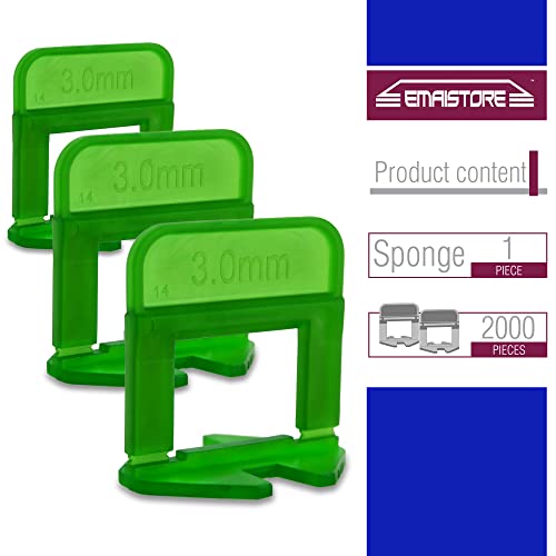 Tile Leveling System 1/8 inch- 2000 Piece Tile Spacers- Tile Spacers Leveling System for Easy, Seamless and Smooth Floor Tile and Stone Installation (3mm Approximately) - color: 2000 Piece Tile Spacers