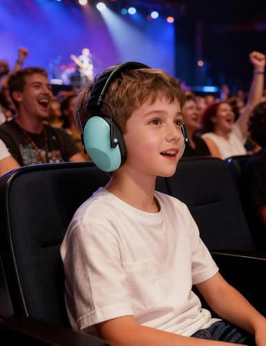 Kids Noise Canceling Earmuffs, 25-30dB Noise Reduction Ear Protection, Adjustable Headband Concert Fireworks, Autism - color: Light Blue