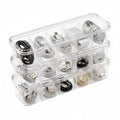 3 Pcs Charger Organizer, Clear Plastic Cord Organizer with Lid, Office Desk Drawer Organizer Box for Chargers, Adapters & Desk Electronics Accessories (15-Compartment)
