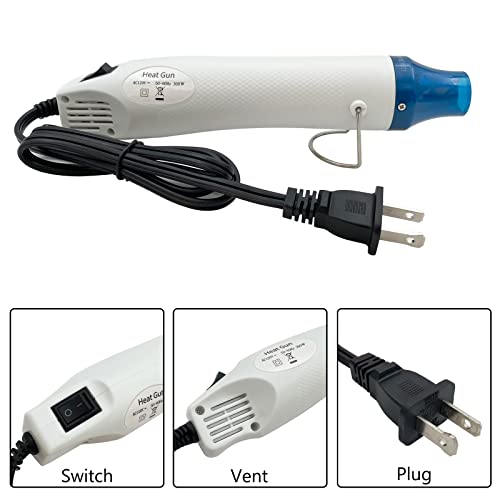 Heat Gun, Mini Hot Air Gun for DIY Crafts Embossing Shrink Wrap, White - color: White