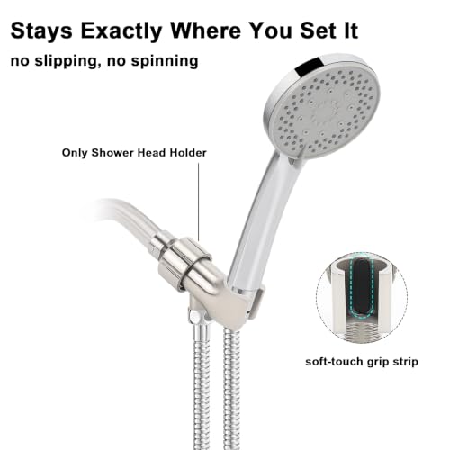 NearMoon Adjustable Shower Arm Mount- with Universal Wall Hook Bracket and Brass Pivot Ball, Shower Head Holder for Hand Held Showerheads (Brushed Nickel) - color: Brushed Nickel
