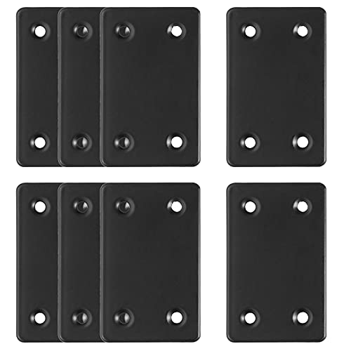 Bonsicoky 8Pcs Flat Straight Brace Brackets, 2.4 x 1.5 / 60 x 38mm - size: 2.4" x 1.5" - 8 PCS, style: Black