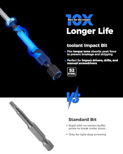 toolant 27PCS Impact Torx Bit Set TT7-TT40 S2 Steel Security Torx - size: 26+1PCS