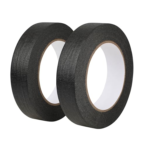 2 Pack Black Painters Tape 1 inch Wide Black Masking Tape Paint Tape Paper Tape 1 inch x 55 Yards x 2 Rolls (110 Yards in Total) - color: Black, size: 1 Inch (2-Pack)