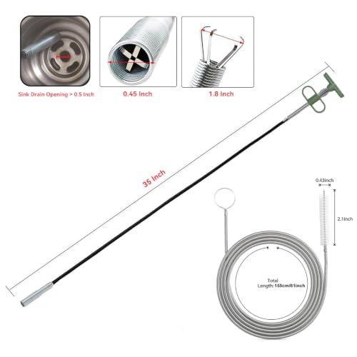2-in-1 Drain Cleaning Kit, 33-Inch 4-Claw Grabber & 60-Inch Drain Brush - style: 60 IN