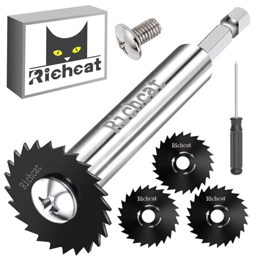 Richcat Inside Pipe Cutter with 3 Replaced Blades, for PVC and Plastic Pipe,Blade 1.2mm thick - size: 1/4" Hex Shank (3 Saw Blades)