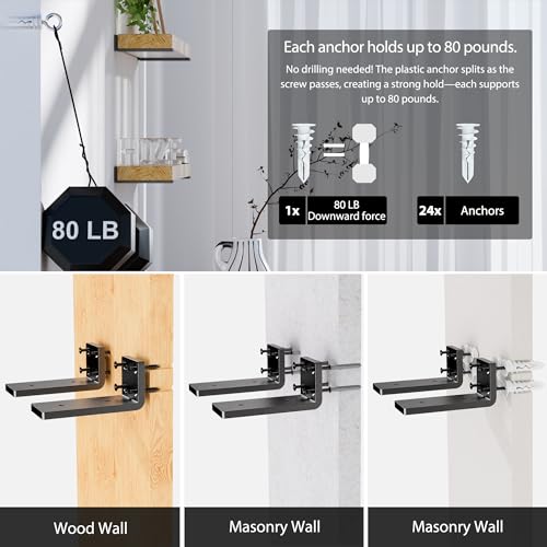 Ultra-Strong 12-Inch Steel Shelf Brackets (Pack of 4) - Easy Mount, Heavy Duty, Black Matte Finish,Shelf Bracket Multi-Size Available, Ideal for Home & Office Shelving - size: 12 Inch, style: 4 Pack