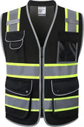 JKSafety Hi Vis Safety Vest for Men Women Cushioned Collar JK101 Black S - color: Jk101-black, size: Small