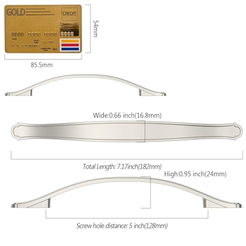 Amerdeco 10 Pack Brushed Satin Nickel Cabinet Pulls 5 Inch(128mm) Hole Center Drawer Pulls Cabinet Hardware Kitchen Cabinet Handles for Bathroom Dresser Pulls ZH0068 - color: Brushed Satin Nickel, size: 5"/128MM Hole Center