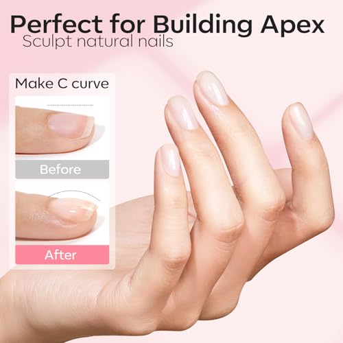 modelones Base Coat Builder Nail Gel, 2 Pcs Cover Nude and Rose Pink Gel - color: Builder Nude Rose
