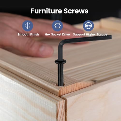 20Pcs 1/4-20 Bolt, 1/4-20 x 3 Flat Head Hex Socket Cap Screws, 304 Stainless Steel 18-8 Furniture Bolts, Black Zinc Finish, Full Thread (with Hex Spanner) - size: 1/4x3
