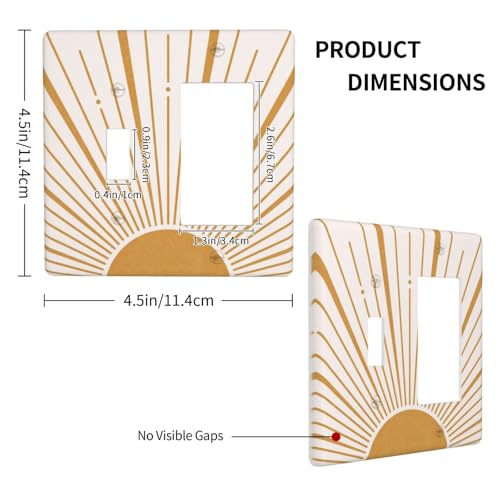 Boho Gold Sun Mid Century Sunrise Simple Outlet Covers 1 Toggle 1 Rocker Combination Decorative Wall Plate Electrical Switch Plates Light Switch Cover Plate for Bedroom Living Room Decor - color: Boho Gold Sun Mid Century Sunrise Simple, size: 1 Toggle 1