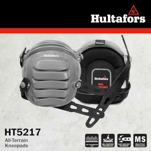 Hultafors Work Gear HT5217 All-Terrain Gel Kneepads for Work with Thick Layered Gel Cushion, High Density Closed-Cell Foam and Neoprene Padding, All-Terrain Cap Design, Flexible Rubber Straps