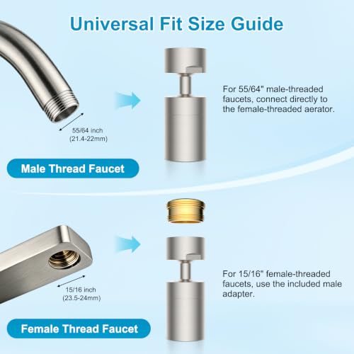 Hibbent 4-Mode Faucet Aerator, Faucet Sprayer Attachment, Brushed Nickel - color: Brushed Nickel, style: Four Modes