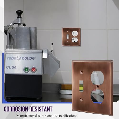 ENERLITES Combination Toggle Switch & Duplex Receptacle Metal Wall Plate - color: Antique Copper, size: Standard Size