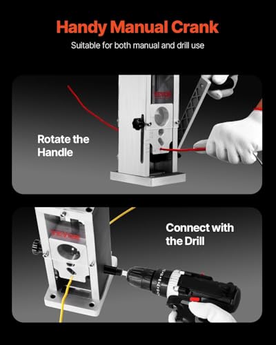 VEVOR Manual Wire Stripping Machine, 0.06''-1.5'' Copper Stripper with Hand Crank or Drill Powered, Visible Stripping Depth Reference, Portable Aluminum Frame Wire Peeler for Scrap Copper Recycling - size: 0.06''-1.5''