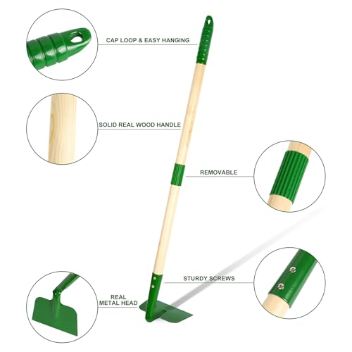 Duckura Kids Gardening Tools Set, Wheelbarrow Sets Outdoor Yard Toy Ages 3+ | Real Shovel Rake Hoe and Leaf Rake, Outdoor yard Play, Digging Weed Garden Educational Toys, Gift for Toddler Boys & Girls - color: Green-11pcs