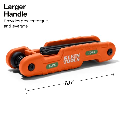 Klein Tools 70550T Pro Folding Hex Key Set, 10-Key Torx Sizes T6 to T40, Heat-Treated Alloy Steel, High-Leverage Blades - style: 10-Key TORX