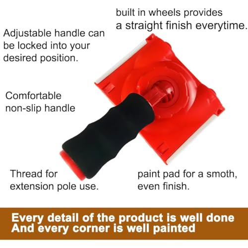 Paint Edger with 3 Pads (1 Tool with preloaded pad + 2 Refills), 4.7 Inch Trim Paint Tool for Ceilings, Baseboards, Doors, Clean Lines, Handheld or Extension Pole Compatible RSL43