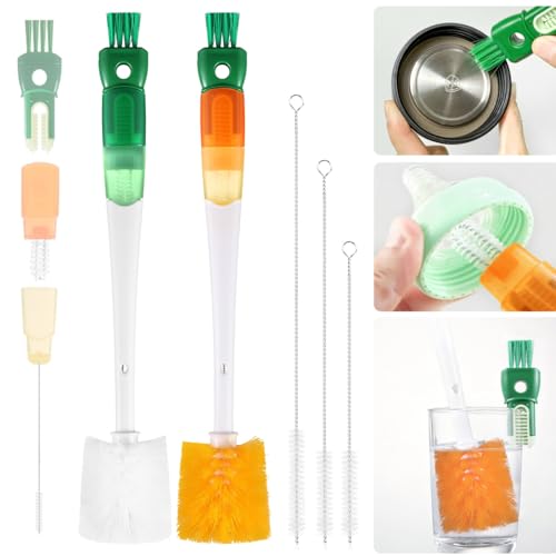 XYFuuee 5Pcs Water Bottle Cleaner Brush Set 5 in 1 Cup Straw Cleaning Brush - color: Orange