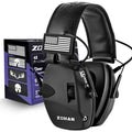 ZOHAN Electronic Shooting Earmuffs Built in Ambient Sound Amplifier, Hearing Protection for Shooters, NRR 23dB Noise Reduction, Ideal Gun Range Ear Protection Headphones for Hunting-Black - color: With Patches-black