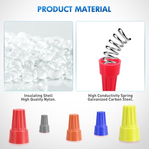 Nilight 100PCS Red Wire Connectors Kit 14-12 AWG Electric Wire Caps - color: 100PCS 14-12# Wire Caps
