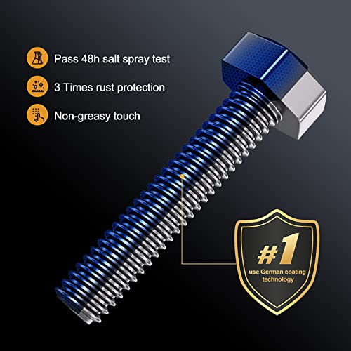VIGRUE 125PCS M8-1.25 x 16/20/25/30mm Hex Flange Bolts Nuts Washers Kit, Metric Bolt and Nut Assortment, Black Assorted Nuts and Bolts, Full Coarse Thread, Class 10.9 Alloy Steel - size: M8-1.25