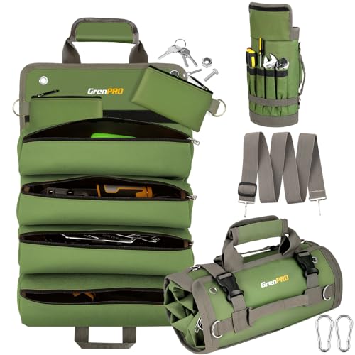 GrenPRO Roll Up Tool Bag With Detachable Pouches, Green - color: Green