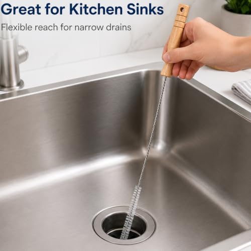 Drain Cleaning Brush Set, Flexible Sink and Shower Drain Brush, 4PCS