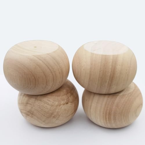 2 Inch Wooden Bun Feet Sofa Replacement Parts Round Furniture Legs Unfinished Sofa Couch Chair Ottoman Replacement Legs Solid Wood Cabinet Legs Set of 4 (2 inch Unfinished) - size: 2 inch Unfinished
