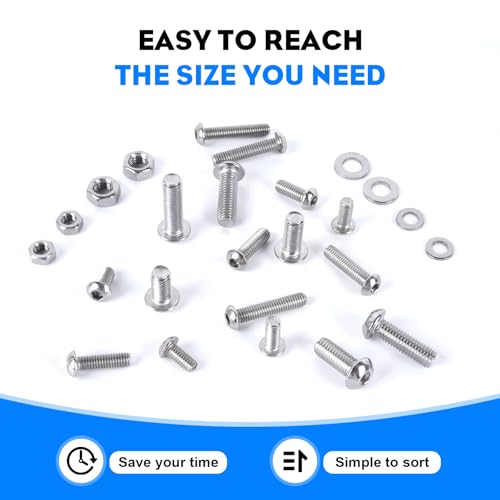 321PCS M6 M8 Button Head Screws Kit, GTERNITY M6-1.0 M8-1.25 Assorted Machine Screws Nuts Washers 304 Stainless Steel Metric Internal Hex Screws Bolts Nuts Washers Set - size: M6 m8 321 B