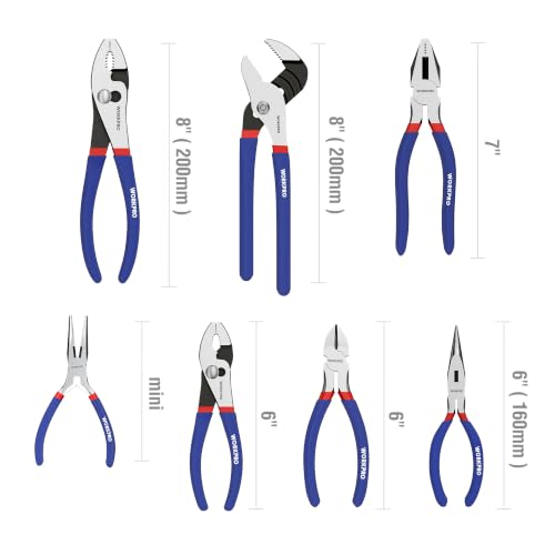 WORKPRO 7-Piece Pliers Set, Pliers Tool Set with Comfort Grip, Blue - color: Blue