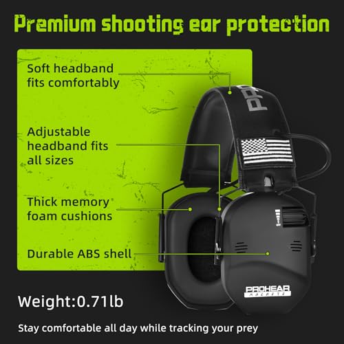PROHEAR 022 Electronic Ear Protection for Shooting & Hunting - 29dB SNR Noise Reduction, 4 Omnidirectional Microphones - color: Electronic Ear Protection-black+green
