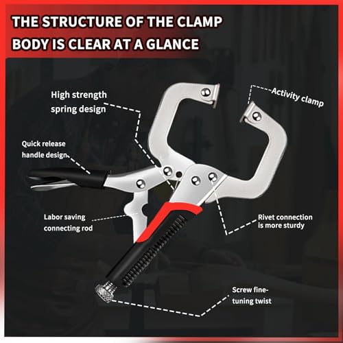 SUNBABA Locking Pliers Set, 6-Piece Vice Grips Pliers Set Long Nose 6-1/2”, 9-1/2” Curved Jaw 5” 7” 10” C-Clamp 6” Adjustable Screw