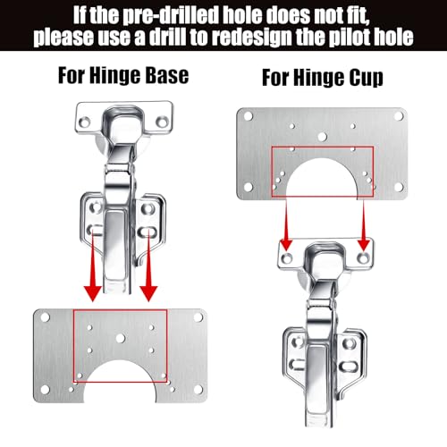 20 Pcs Cabinet Hinge Repair Replacement Kit, Upgraded Half Square Cabinet Hinge Repair Plate Kit Hinges Repairs Board, CabinetHinges Repairs Brackets with Screws (Half-Square) - size: 3.54 x 1.97 inches