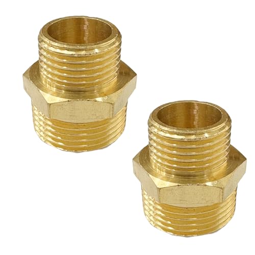 3/4" x 1/2" Male Threaded Hex Nipple Reducer Brass NPT Pipe Fitting Adapter Straight Connectors Pack of 2 - size: 3/4" x 1/2" -2 Pack