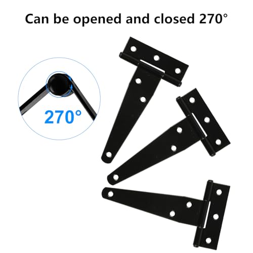 T Strap Hinges Heavy Duty, Shed Door Gate Hinges(Black) (4, 4 Pcs *4 inch) - size: 4 Pcs *4 inch
