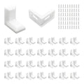 30PCS 90 Degree L Shape Metal Corner Brackets White Plastic Cover Right Angle Brace for Shelf Cabinet Chair Furniture, 1.1x1.1x0.7 with Screws - size: White