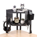 2-Tier Metal Clamp On Desk Shelf, Desk Organizer with 2 Pegboards and Hooks | Heavy Duty Corner Desk Shelf with Removable Pegboards Headphone Holder Pencil Cup and Hooks for Desk organizers Accessories